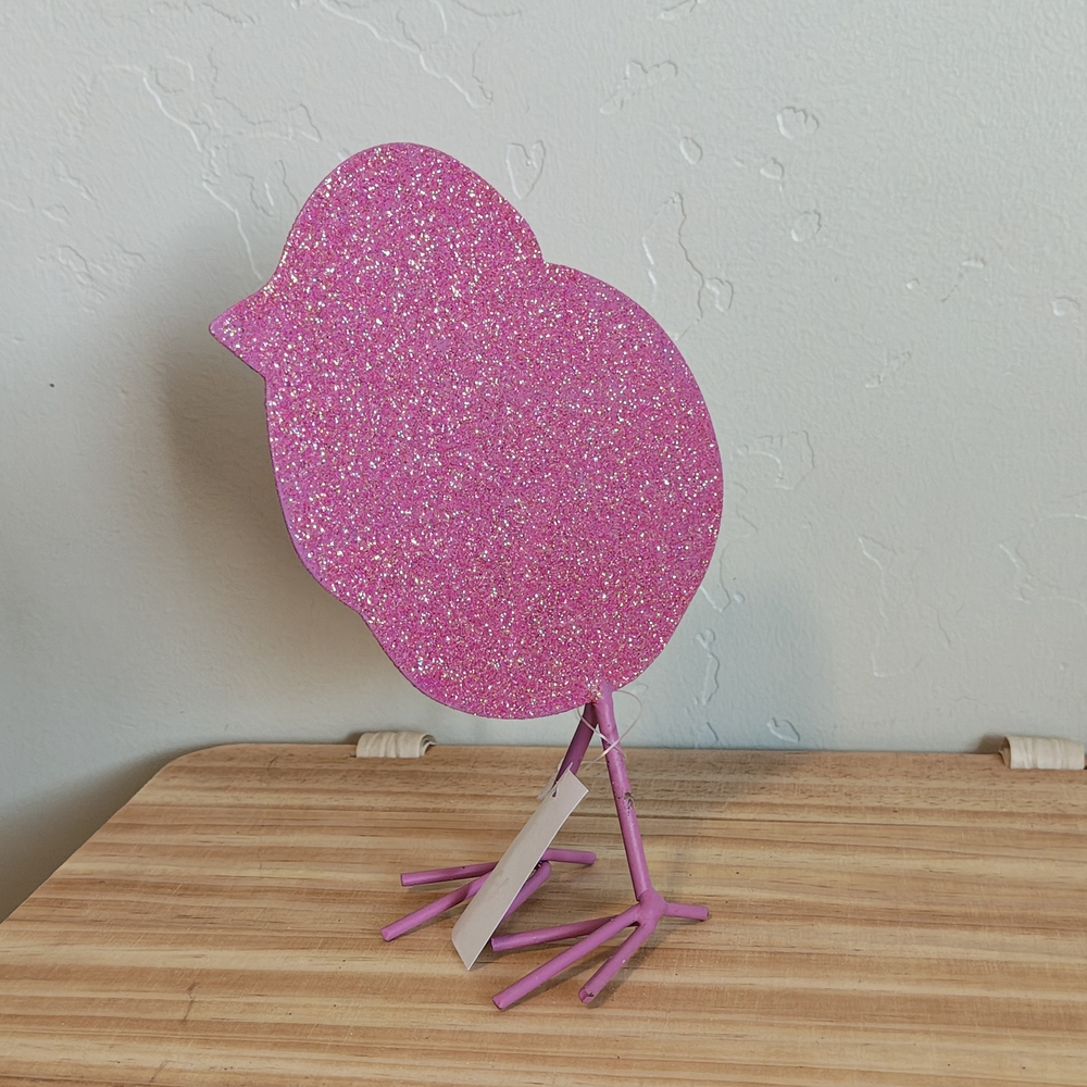 Pink Glitter Chick Bird Décor - Decorative Pet Bird Figurine